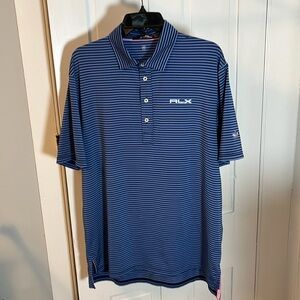 RLX Ralph Lauren Golf Shirt- Size L- Blue w/ Navy Blue Stripe (Lightly Worn)